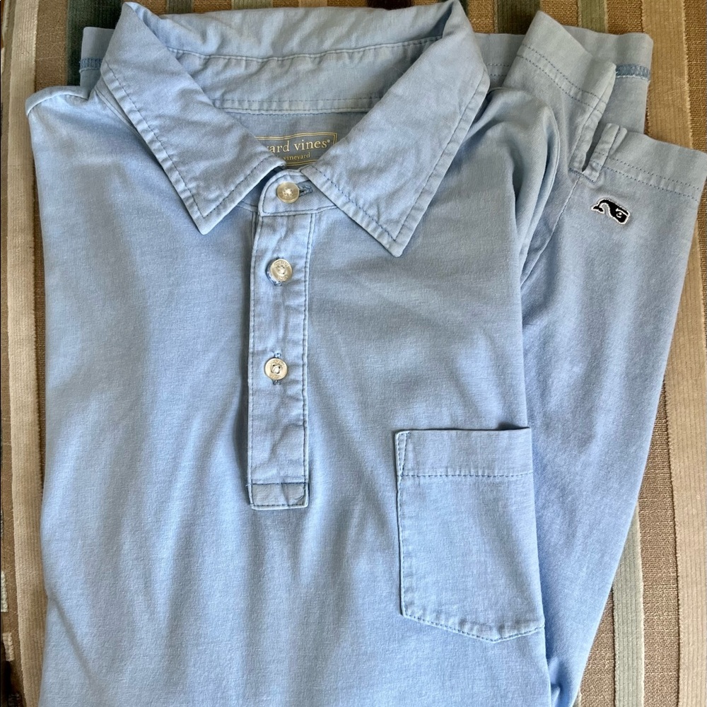 VINEYARD VINES Mens Large Polo Shirt Light Blue